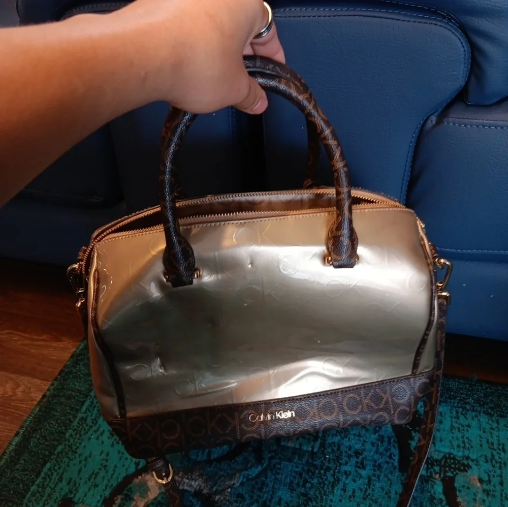 Calvin Klein Women's Silver and Brown Handbag